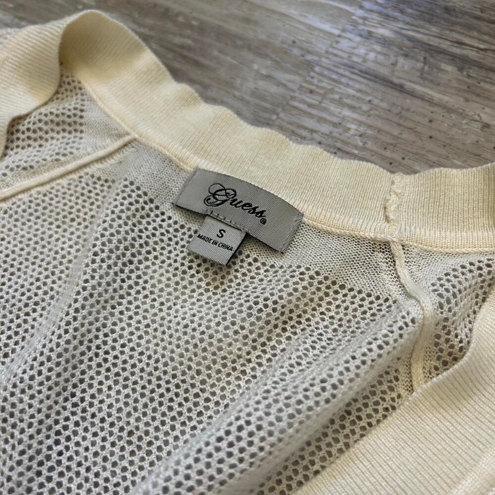 Guess Women's chic summer y2k streetwear cream mesh button up cardigan - Picture 3 of 8